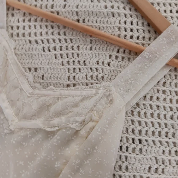 . Vintage Handmade Small Batch Cotton Lace Tie Back Prairie Maxi Slip Dress . - Picture 7 of 16